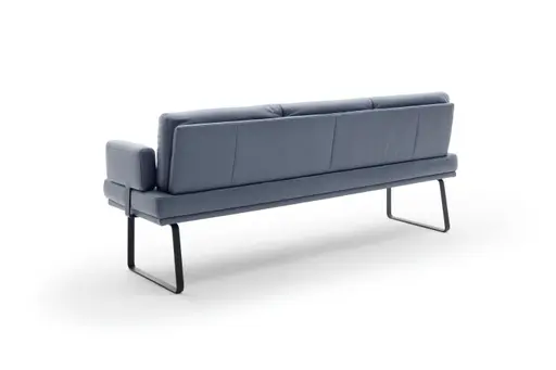 Bank Valloni - B ca. 221 cm, mit Arm- und Rückenlehne, Leder, Hellblau
