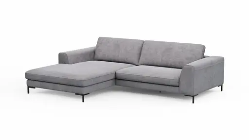 Ecksofa Solano - Longchair Links mit 1,75-Sitzer, Stoff, Grau