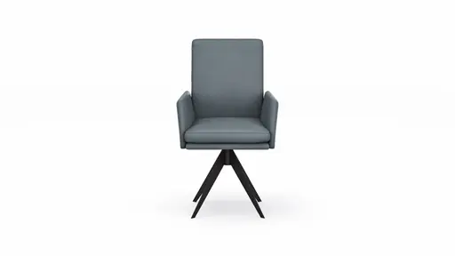 Armlehnstuhl Valloni, Leder, Hellblau