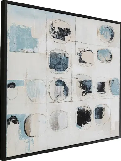 Gerahmtes Bild - LB ca. 120x160 cm, Grau, Blau