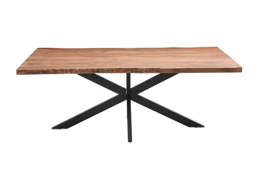 Esstisch - LB ca. 220x100 cm, Akazie massiv, Baumkante, Schwarz