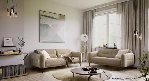 Sofa - 2-Sitzer, Stoff, Hellbraun