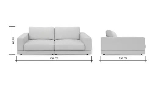 Megasofa Juni Lounge - B ca. 292 cm, Leder, Silbergrau