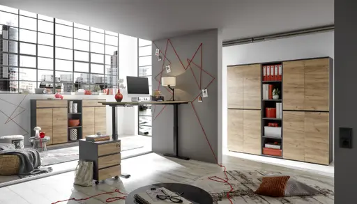 Rollcontainer GRIFFIN - Graphit, Eiche Nachbildung