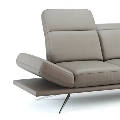 Sofa Sophie - 2,5-Sitzer inkl. Kopfstütze/Armlehne verstellbar, Leder, Lava