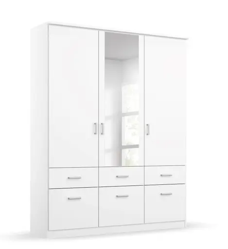 Drehtürenschrank ROYAN- B ca. 136 cm, Weiß, Spiegel