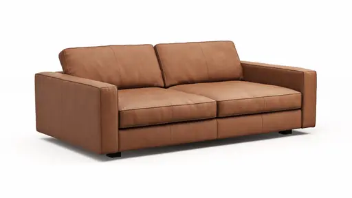 Sofa Aprino 2 - 3,5-Sitzer XL, Dickleder, Cognac, Armlehne Block schmal
