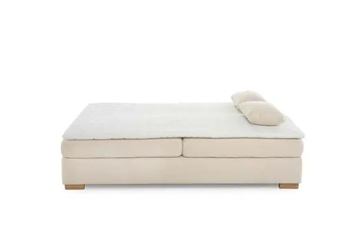 Sofa JELKO - 2-Sitzer inkl. Schlaffunktion mit Bettkasten, Stoff, Beige