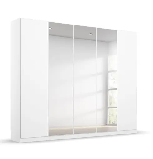 Falttürenschrank RADEM- B ca. 226 cm, Weiß, Spiegel