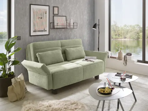 Faltsofa Easy - 2-Sitzer, ca. 140 cm inkl. Schlaffunktion/Topper/Armteil verstellbar, Stoff, Grün