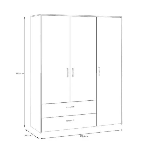Drehtürenschrank FILIPO- B ca. 153 cm, Weiß, Eiche Dekor