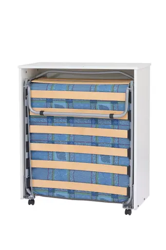 Verwandlungsklappbett mit Schrank - Liegefläche ca. 80x190 cm, Blau, Alufarben