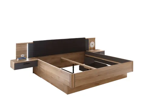 Bettanlage- Liegefläche ca. 180x200 cm, Eiche Dekor, Graphit