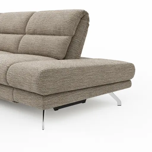 Ecksofa San Fernando - 2-Sitzer mit Ecke rechts, Armlehne verstellbar, Rückenlehne/Sitztiefe verstellbar, Relaxfunktion motorisch, Stoff, Latte