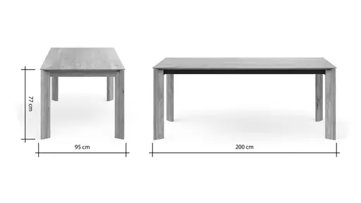 Esstisch Saratoga - ausziehbar, LB ca. 200x95 cm, Wildeiche massiv, natur geölt