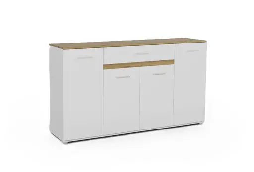 Sideboard- Weiß, Eiche Dekor