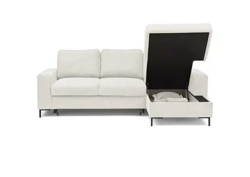 Ecksofa - 2-Sitzer mit Longchair rechts, Stoff, Creme