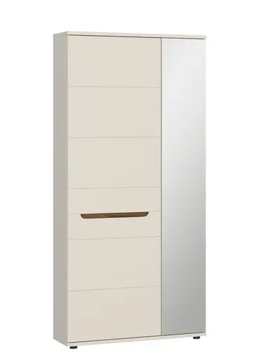 Garderobenschrank - B ca. 90 cm, Kaschmir, Nussbaum Nachbildung, Spiegel