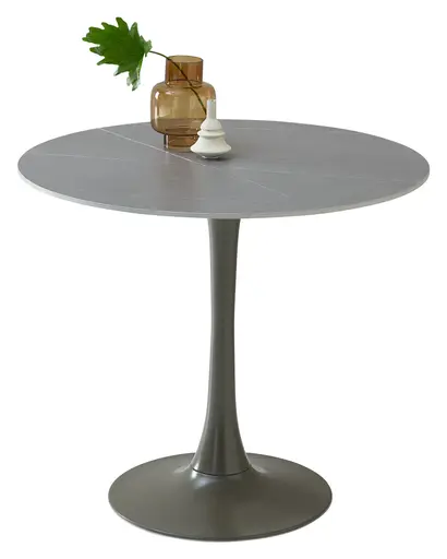 Esstisch - Ø/H ca. 90x75 cm, Grau marmoriert
