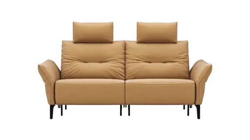 Sofa Bahia - 2-Sitzer inkl. Kopfstütze/ Armlehne verstellbar und Relaxfunktion (motorisch), Leder, Kurkuma