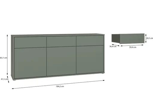 Sideboard FAID- B ca. 184 cm, Salbei