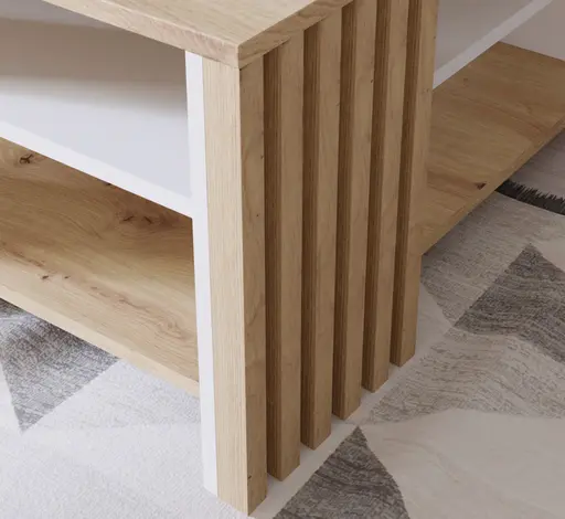 Couchtissch FLORISS- LB ca. 80x80 cm, Eiche Dekor, Weiß