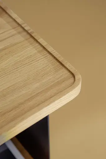 Couchtisch Olai - LHB ca. 120x39x65 cm, Asteiche massiv, Metall, Schwarz