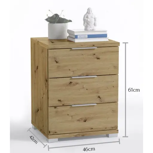 Nachtkommode- B ca. 46 cm, Eiche Dekor