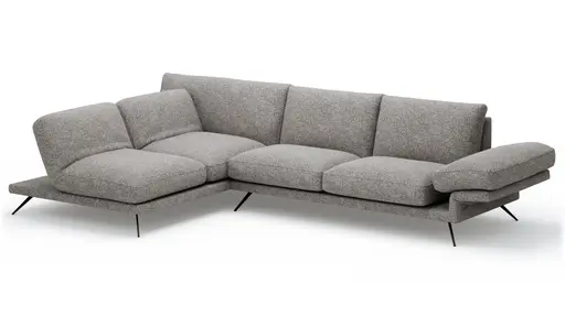 Ecksofa Valdemoro - Longchair mit 2,5-Sitzer rechts inkl. Rückenlehne verstellbar, Stoff, Grau