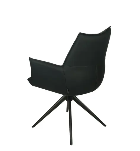 Armlehnstuhl MELE - drehbar, Leder, Schwarz