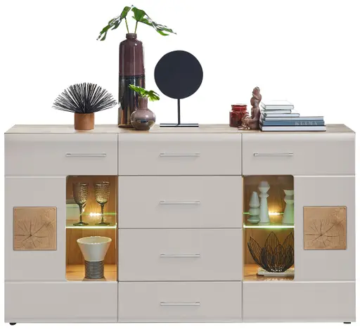 Sideboard - mit Beleuchtung, B ca. 170 cm, Eiche Altholz Nachbildung, Kaschmir