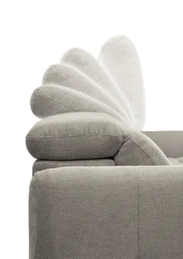 Ecksofa MADAN - 1,5-Sitzer mit Longchair rechts, Sitztiefe verstellbar motorisch, Kopfteil verstellbar, Stoff, Truffle