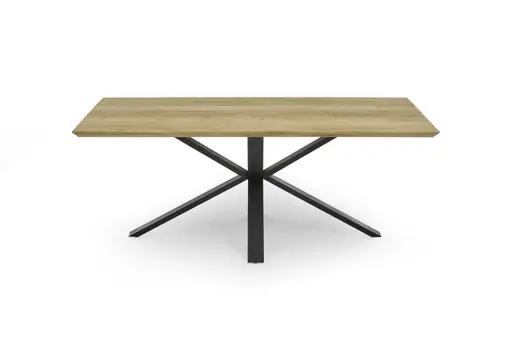 Esstisch - LB ca. 200x100 cm, Eiche massiv geölt, Schweizer Kante, Schwarz