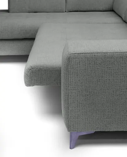 Ecksofa - Ecke links mit 2-Sitzer, Kopfteil verstellbar, Sitztiefe verstellbar motorisch, Stoff, Anthrazit