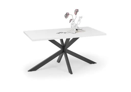 Esstisch - LB ca. 160x90 cm, Weiß, Schwarz