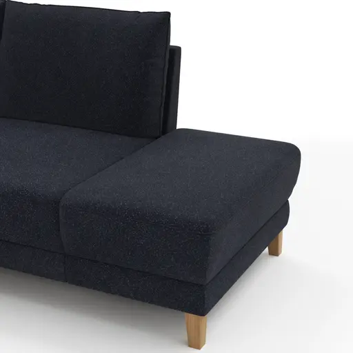 Sofa Stamford - 3,5-Sitzer, Bogen links mit Ecksofa 2-sitzig und Abschlusshocker Rechts, Stoff, Dunkelblau