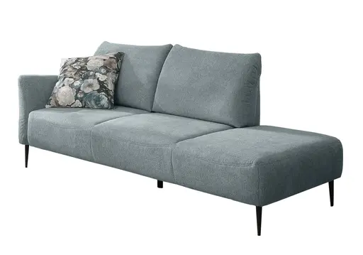 Recamiere links - Stoff, Graublau