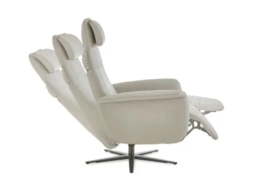 TV-Sessel - Relaxfunktion, Leder, Alufarben