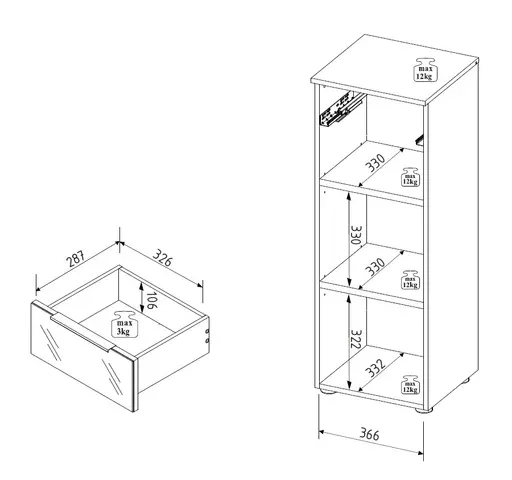 Büroregal - B ca. 40 cm, Weiß