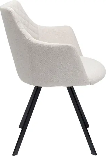 Armlehnstuhl- Drehbar, Stoff, Creme, Stahl, Schwarz, Pulverbeschichtet