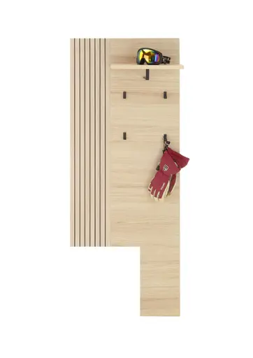 Garderobe - mit Beleuchtung, Riva Eiche Nachbildung, Basalt