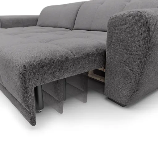 Ecksofa - Longchair links mit 2-Sitzer, Kopfteil verstellbar, Sitztiefe verstellbar motorisch, Stoff, Anthrazit