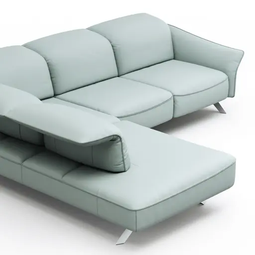 Ecksofa Bormio - Ecke links, 2,5-Sitzer inklusive Kopfteilverstellung, Leder, Jade