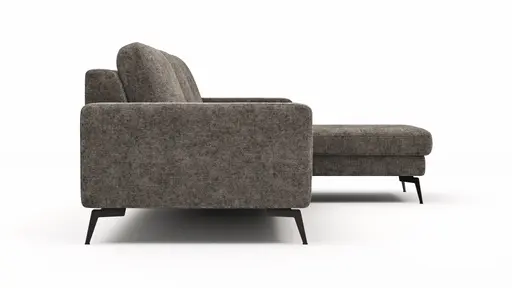 Ecksofa Enna - 3-Sitzer mit Longchair rechts, Armlehne A, Stoff, Graubraun