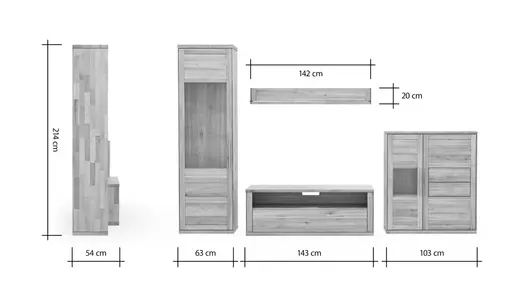 Wohnwand Faro 6.0 - Kernbuche massiv, geölt