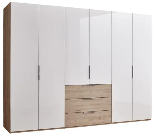 Drehtürenschrank Libro 100 - B. ca. 300 cm, Glas, Weiß