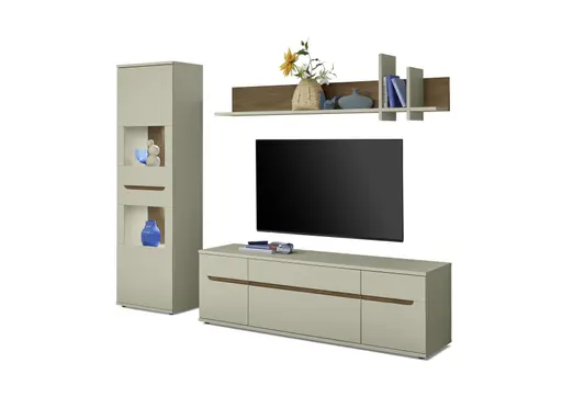 TV-Lowboard - B ca. 180 cm, Kaschmir, Nussbaum Nachbildung