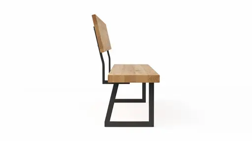 Holzbank Clifton - mit Rückenlehne, Breite ca. 220cm, Wildeiche massiv, natur