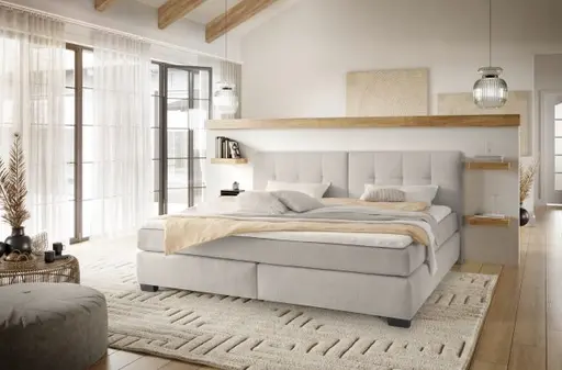 Boxspringbett JILA- Ligefläche ca. 240x200 cm, Stoff, Beige