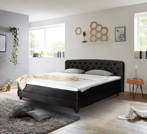 Boxspringbett - Liegefläche 180x200 cm, Stoff, Braun